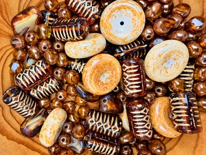 Limited Edition Czech Glass Amberstone Bead Soup - 100 grams