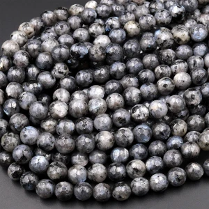 Larvikite 6mm Faceted Round Bead Strand