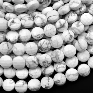 Howlite 6mm Faceted Coin Bead Strand - AAA Grade