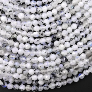 Rainbow Moonstone 4mm Micro Faceted Round Bead Strand