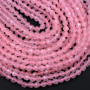 Rose Quartz 8mm Star Cut Rounded Bead Strand