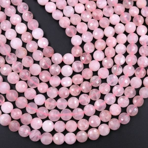 Madagascar Rose Quartz 6mm Faceted Coin Bead Strand