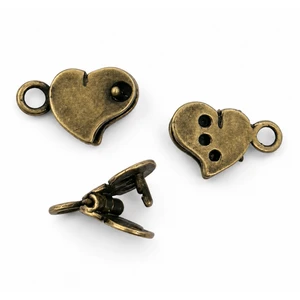 JBB Antique Brass Decorative Heart Push Lock Clasp 14x9mm