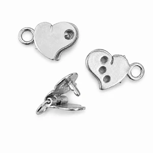 JBB Silver-Plated Decorative Heart Push Lock Clasp 14x9mm