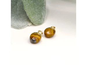 Natural Tiger Eye Faceted Oval Mini Charm with Gold-Tone Loop, 14–15mm Natural Tiger Eye Faceted Oval Mini Charm with Gold-Tone Loop, 14–15mm