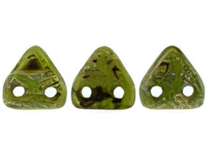 CzechMates 6mm Triangle Beads Opaque Olive Picasso 2.5-Inch Tube