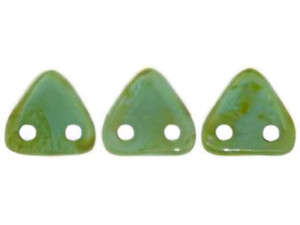 CzechMates 6mm Triangle Beads Opaque Turquoise Picasso 2.5-Inch Tube