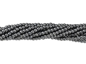 Czech Glass 2mm Hematite Round Bead Strand by Starman Czech Glass 2mm Hematite Round Bead Strand by Starman