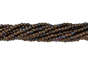 Czech Glass 2mm Jet Matte Bronze Vega Round Bead Strand by Starman Czech Glass 2mm Jet Matte Bronze Vega Round Bead Strand by Starman