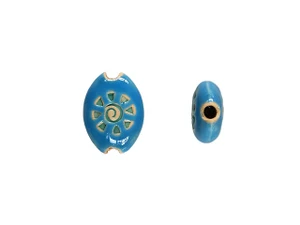 Golem Design Studio 18mm Almond Ceramic Bead - Sun Swirl Turquoise