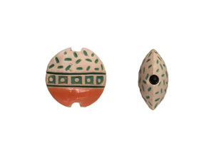 Golem Design Studio 17.5mm Lentil Ceramic Bead - Squares & Notches