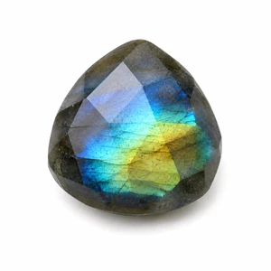 Natural Labradorite 12mm Faceted Teardrop Briolette Bead - A Grade