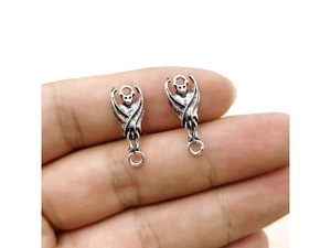 Antique Silver Tibetan-Style Bat Charm 21x9mm