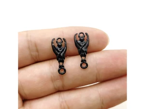 Black Zinc Alloy Bat Charm 21x9mm