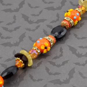 Jesse James Beads Halloween Lampwork Glass Bead Strand - Spooky In Bloom