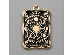 Light Gold Sun Tarot Enamel Pendant 28x18mm