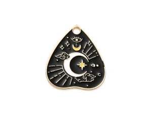 Golden Moon Talking Board Enamel Pendant 26x23mm