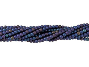 Czech Glass 2mm Matte Iris Blue Round Bead Strand by Starman Czech Glass 2mm Matte Iris Blue Round Bead Strand by Starman