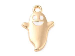 Golden and White Ghost Enamel Charm 21x14mm