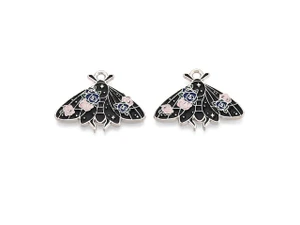 Platinum-Finish Moth Enamel Pendant 26x20mm