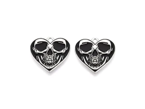 Platinum-Finish Halloween Heart Enamel Charm 22x21.5mm