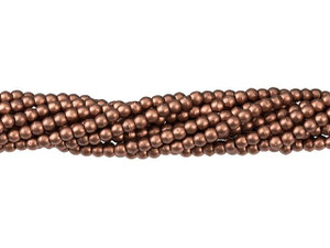 Czech Glass 2mm Matte Metallic Bronze Copper Round Bead Strand by Starman Czech Glass 2mm Matte Metallic Bronze Copper Round Bead Strand by Starman
