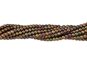 Czech Glass 2mm Matte Metallic Bronze Iris Round Bead Strand by Starman Czech Glass 2mm Matte Metallic Bronze Iris Round Bead Strand by Starman
