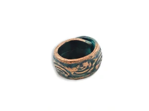 Vintaj Copper Verdigris-Plated Bordered Ring Link 10x9mm