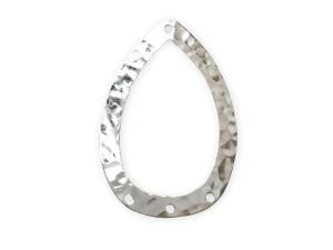 Vintaj Silver-Plated Hammered Teardrop Chandelier Link 34x24mm