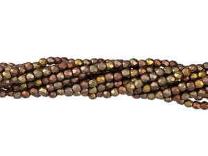 Czech Glass 2mm Matte Metallic Gold Iris Fire-Polish Bead Strand by Starman Czech Glass 2mm Matte Metallic Gold Iris Fire-Polish Bead Strand by Starman