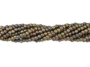 Czech Glass 2mm Matte Metallic Leather Round Bead Strand by Starman Czech Glass 2mm Matte Metallic Leather Round Bead Strand by Starman