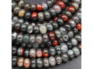 Natural African Bloodstone 8mm Rondelle Bead Strand