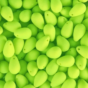 PRECIOSA Czech Glass Drop Bead Strand 6x9mm, Velvet Neon Lime