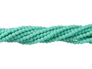 Czech Glass 2mm Matte Turquoise Round Bead Strand by Starman Czech Glass 2mm Matte Turquoise Round Bead Strand by Starman