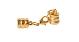 Leather Cord USA 5.5mm Gold-Plated Stainless Steel Ring Design Glu-N-Go Lobster Clasp Set