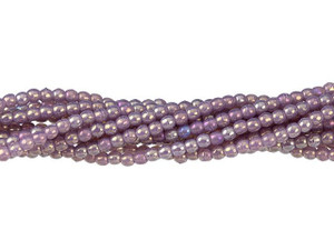 Czech Glass 2mm Milky Amethyst Luster Iris Round Bead Strand by Starman Czech Glass 2mm Milky Amethyst Luster Iris Round Bead Strand by Starman