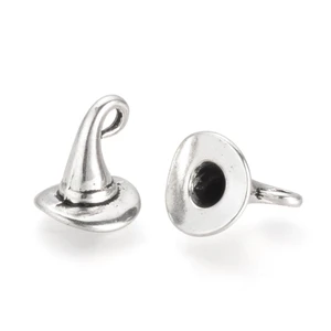 Antique Silver Whimsical Witch Hat Charm 11mm (6 Pieces)