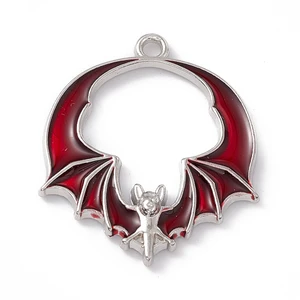 Dark Red Enamel Gothic Bat Wing Pendant 28x24mm (1 Piece)
