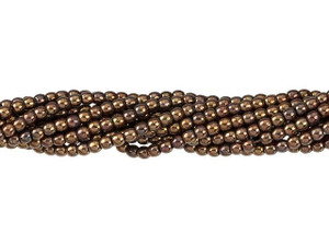Czech Glass 2mm Opaque Red Bronze Picasso Round Bead Strand by Starman Czech Glass 2mm Opaque Red Bronze Picasso Round Bead Strand by Starman