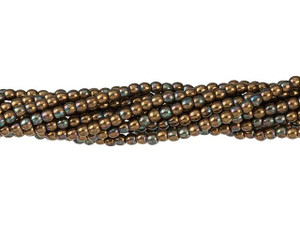 Czech Glass 2mm Oxidized Bronze Patina Round Bead Strand by Starman Czech Glass 2mm Oxidized Bronze Patina Round Bead Strand by Starman
