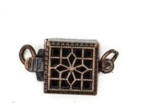Antique Copper Filigree Flower Square Box Clasp 9mm