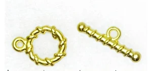 Gold Cord Wrapped Toggle Clasp 11mm Ring with 20mm Bar