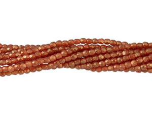 Czech Glass 2mm Sueded Gold Ruby Fire-Polish Bead Strand by Starman Czech Glass 2mm Sueded Gold Ruby Fire-Polish Bead Strand by Starman