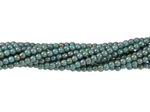 Czech Glass 2mm Turquoise Bronze Picasso Round Bead Strand by Starman Czech Glass 2mm Turquoise Bronze Picasso Round Bead Strand by Starman