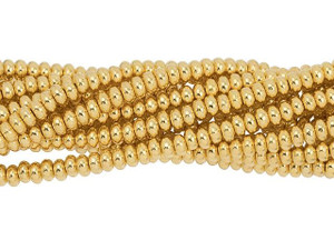Czech Glass 3mm 24K Gold-Plated Rondelle Bead Strand by Starman