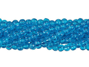 Czech Glass 3mm Capri Blue Melon Bead Strand by Starman Czech Glass 3mm Capri Blue Melon Bead Strand by Starman