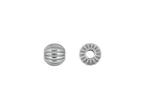 Oxidized Sterling Silver 4mm Light Round Corrugated Bead Oxidized Sterling Silver 4mm Light Round Corrugated Bead