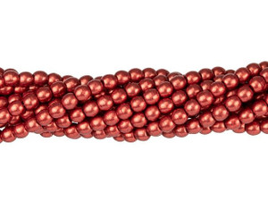 Czech Glass 3mm ColorTrends Saturated Metallic Cherry Tomato Round Bead Strand by Starman Czech Glass 3mm ColorTrends Saturated Metallic Cherry Tomato Round Bead Strand by Starman