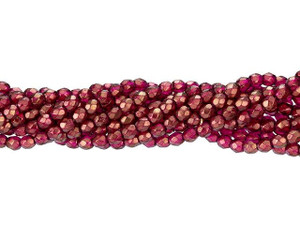 Czech Glass 3mm Halo - Madder Rose Fire-Polish Bead Strand by Starman Czech Glass 3mm Halo - Madder Rose Fire-Polish Bead Strand by Starman