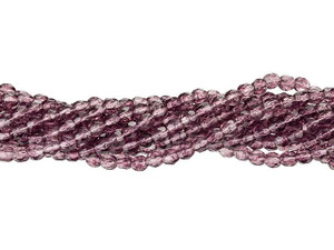 Czech Glass 3mm Hurricane Glass - Brazilian Amethyst Fire-Polish Bead Strand by Starman Czech Glass 3mm Hurricane Glass - Brazilian Amethyst Fire-Polish Bead Strand by Starman